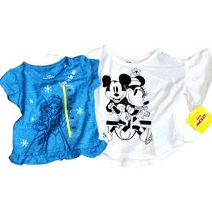 2 Girl's Short Sleeve Shirts 12 Months Disney